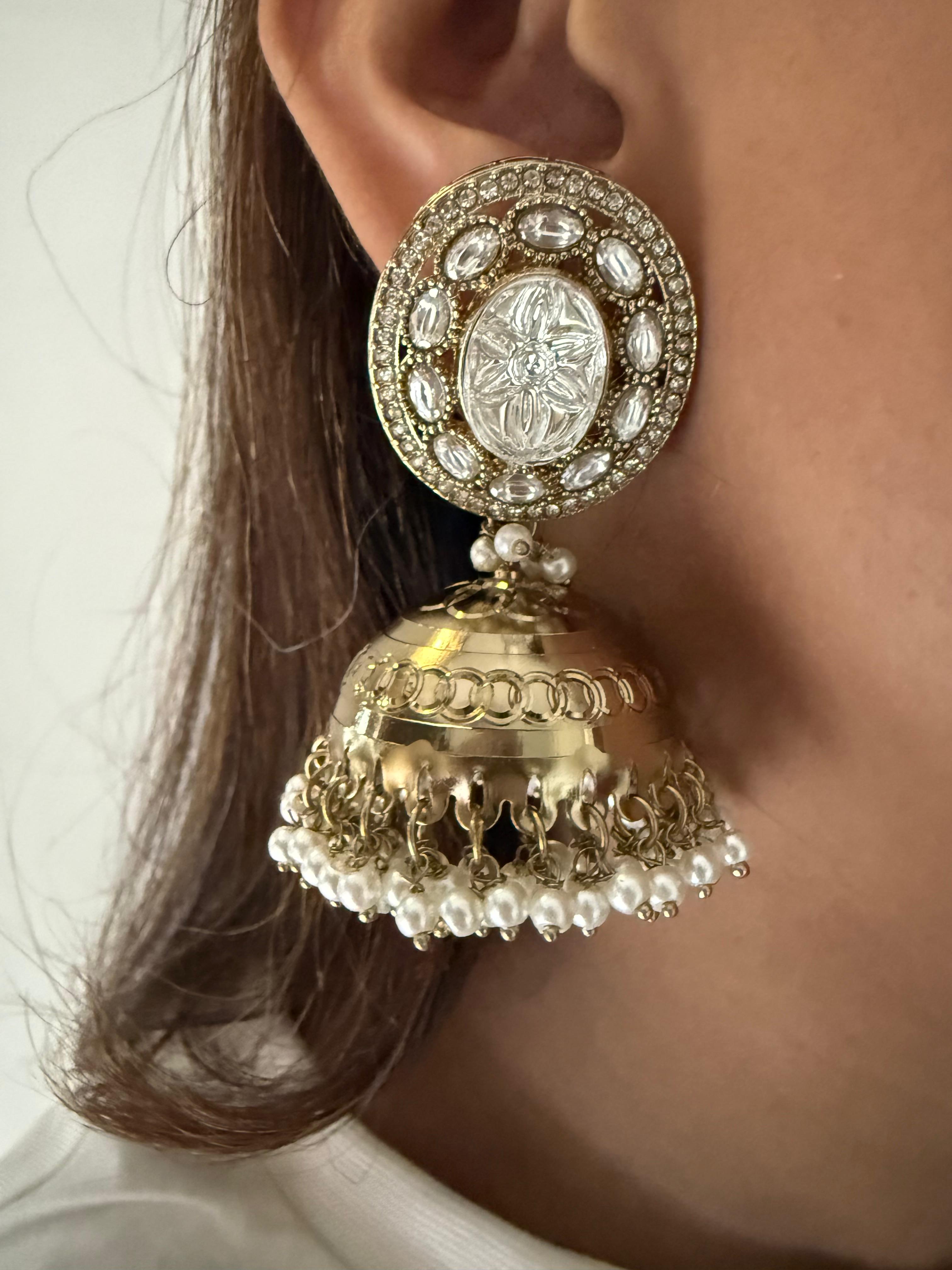 Ping Bling Kundan and diamond Brass classy earrings