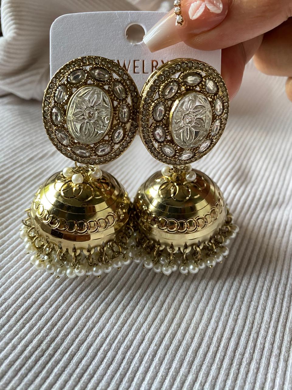 Ping Bling Kundan and diamond Brass classy earrings