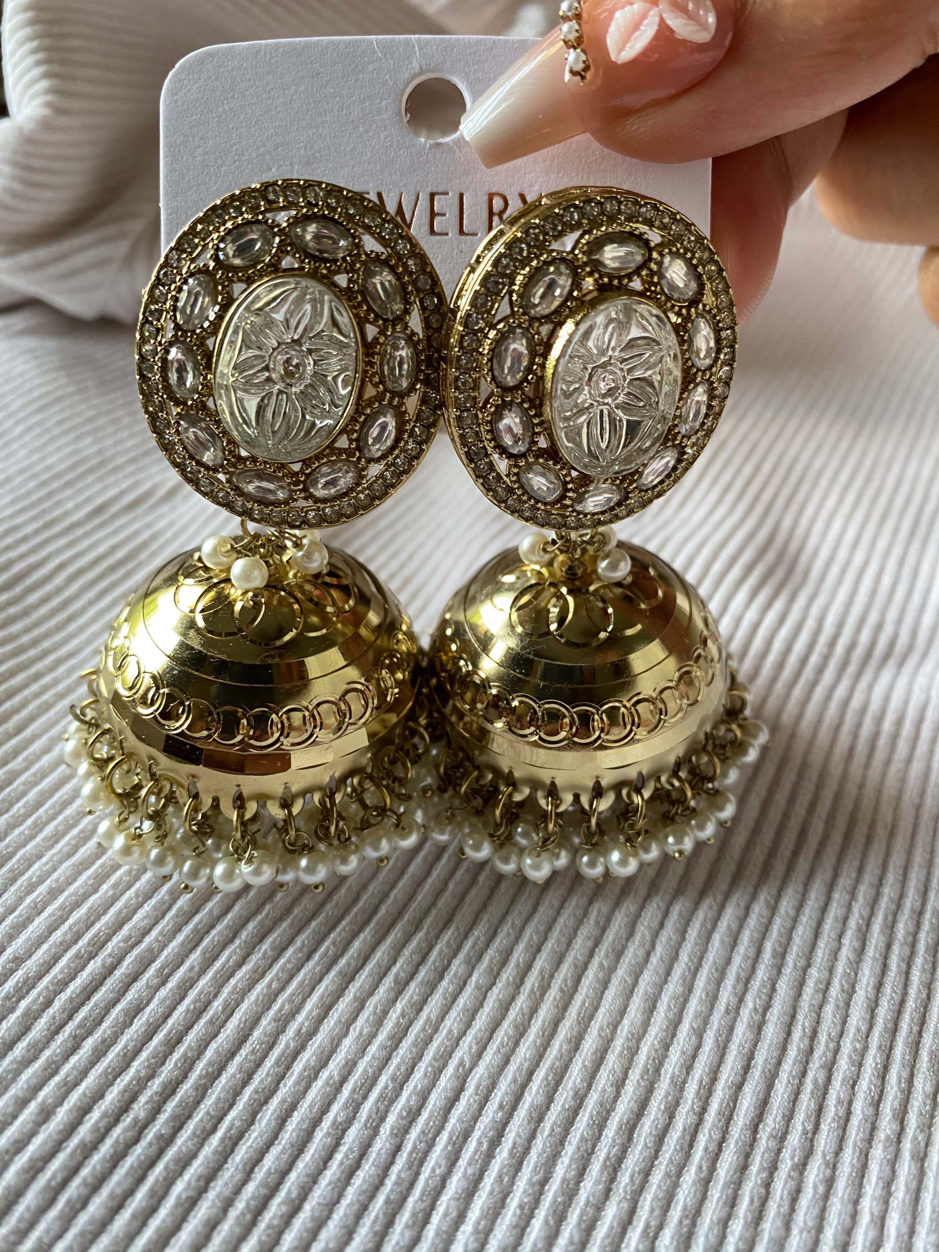 Ping Bling Kundan and diamond Brass classy earrings