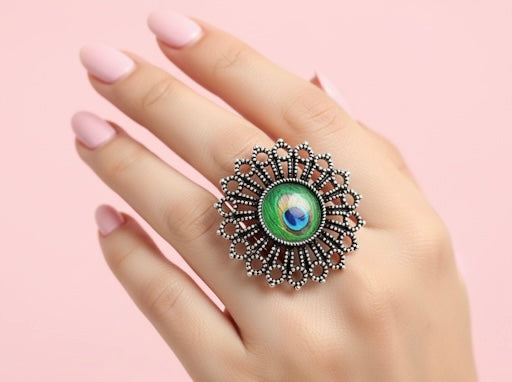 Peacock Charm Ring