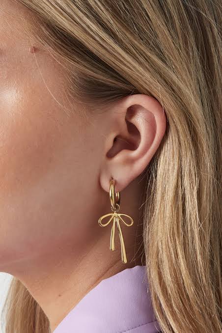 Gold plated most stylish bow earrings