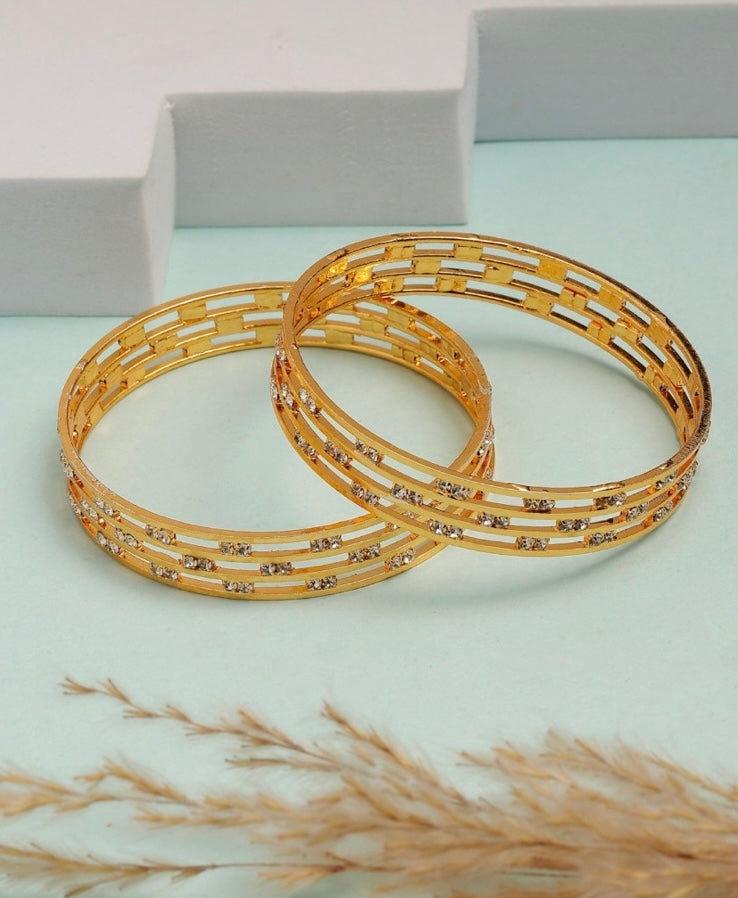 Gold plated American diamond studded bangles