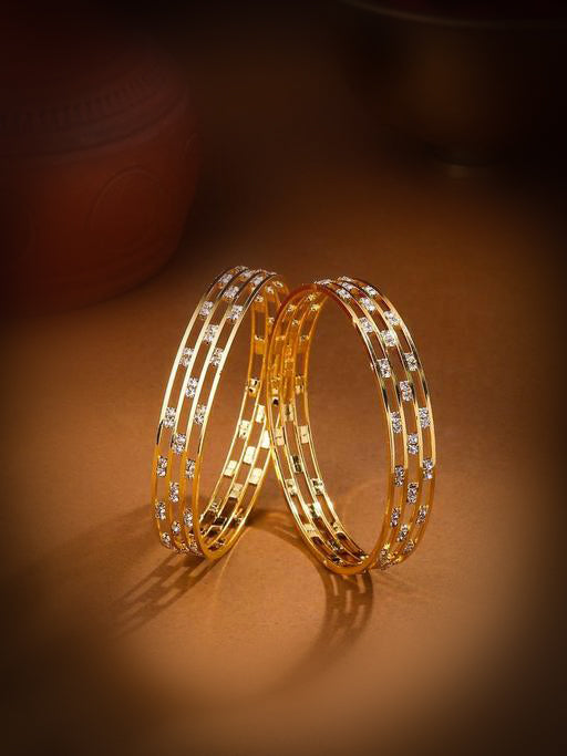 Gold plated American diamond studded bangles