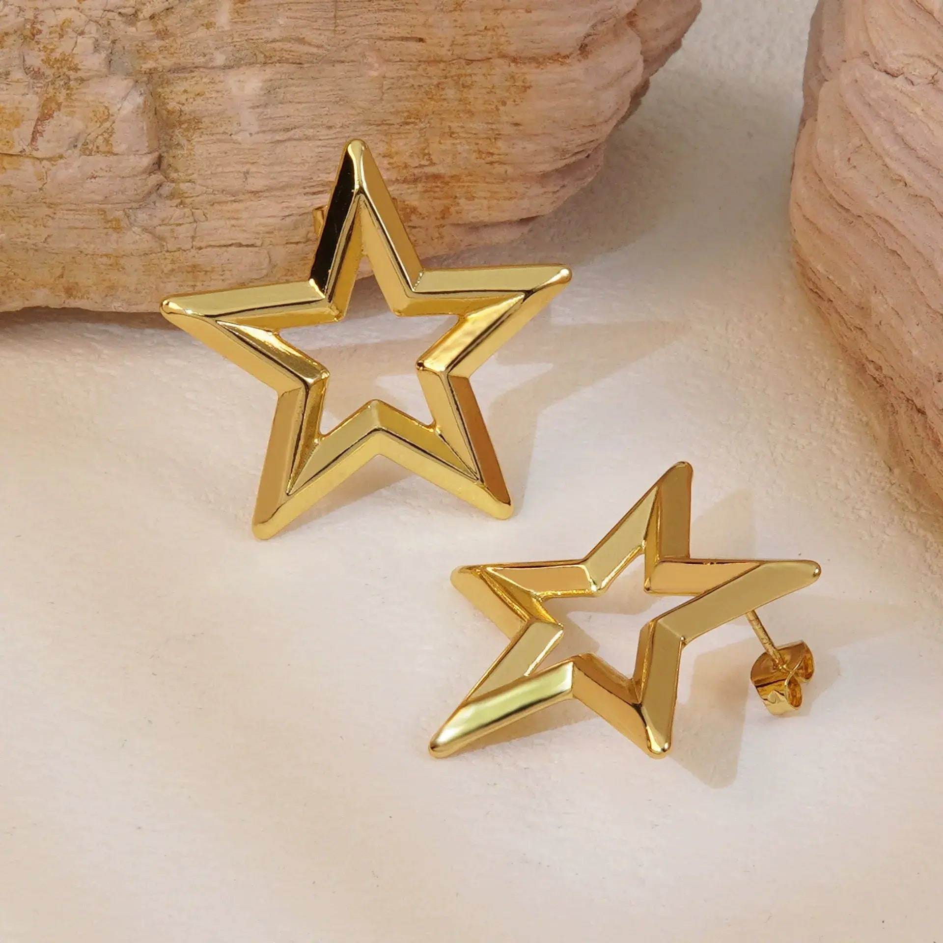 Elegant Anti Tarnish Gold Star accented studs