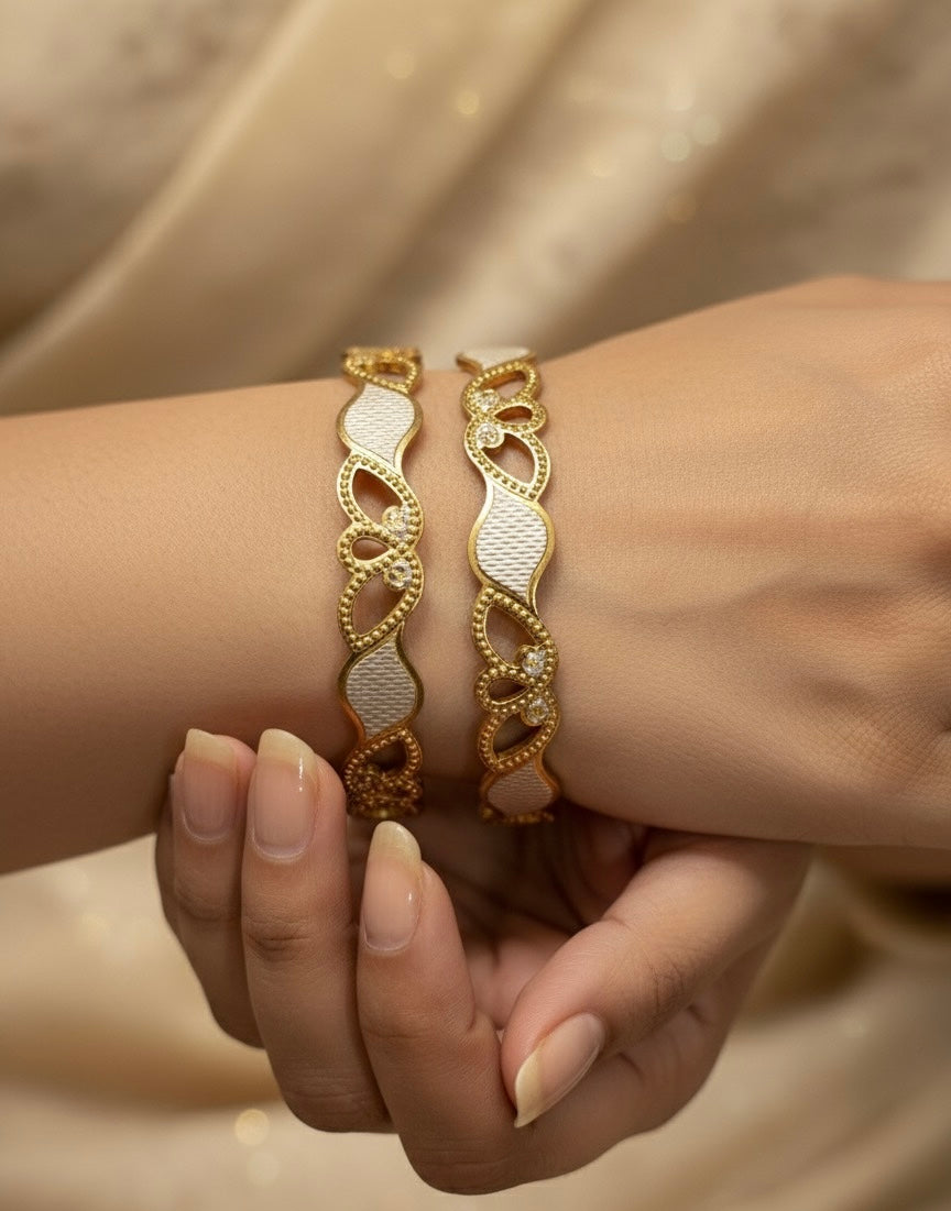Modern gold plated braided rope bangles