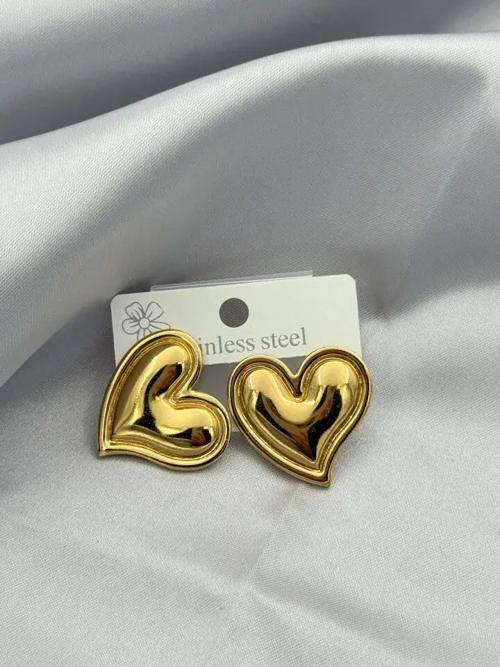 Gold shape Heart earrings- Fluffy women jumia Egypt