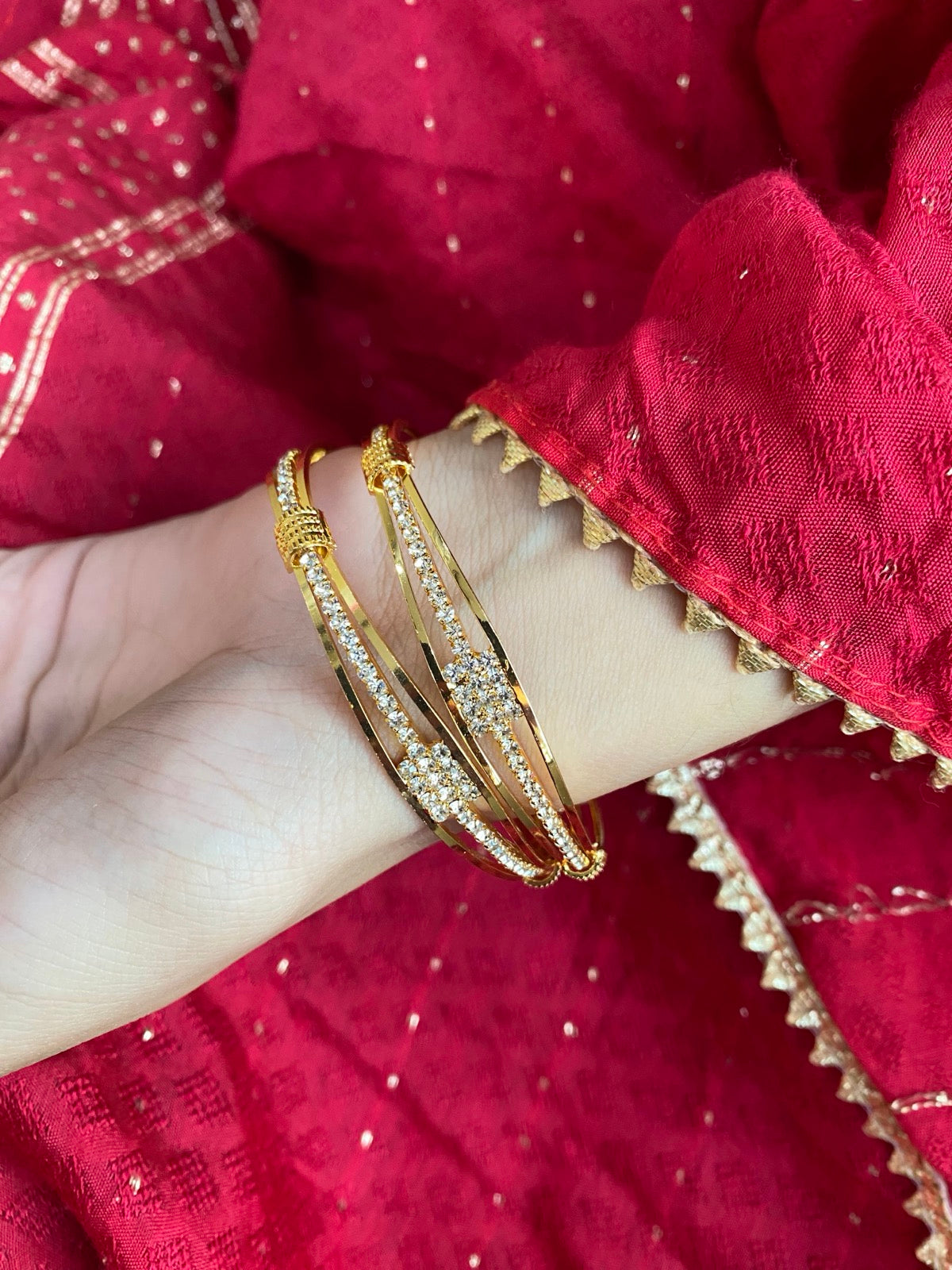 Arabian peninsula rhinestone gold plated bangles