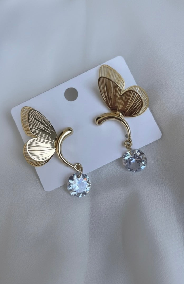 Golden butterfly earrings