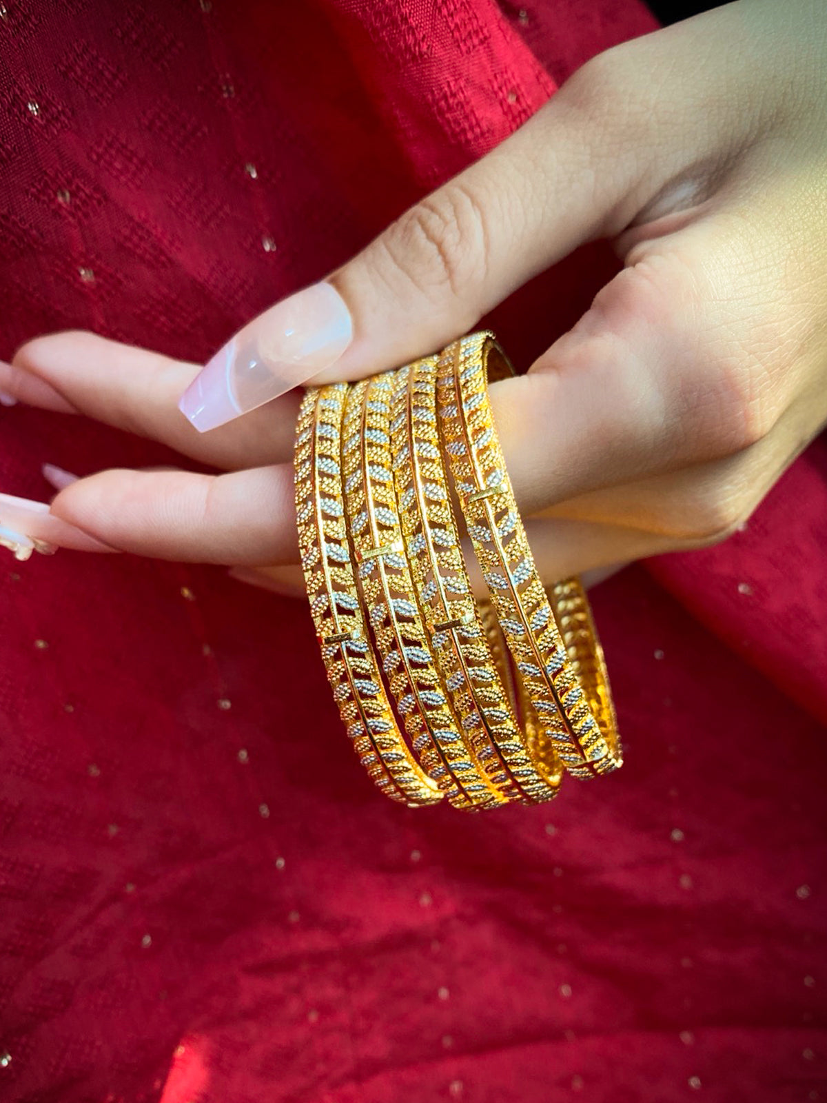 Golden plated leafy bangles