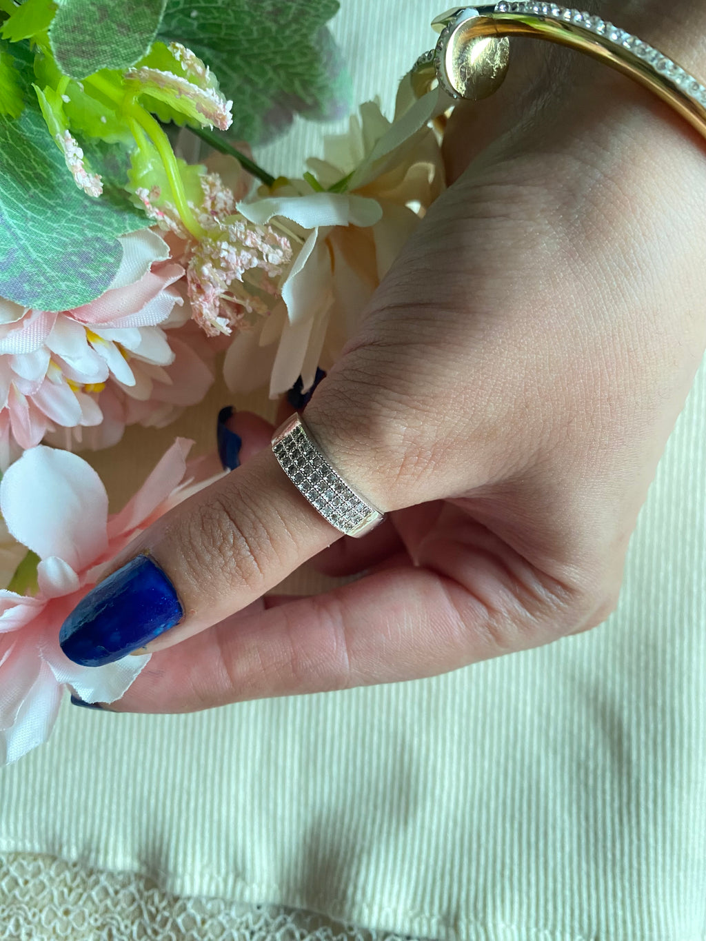 Silver plated Moissanite diamond ring