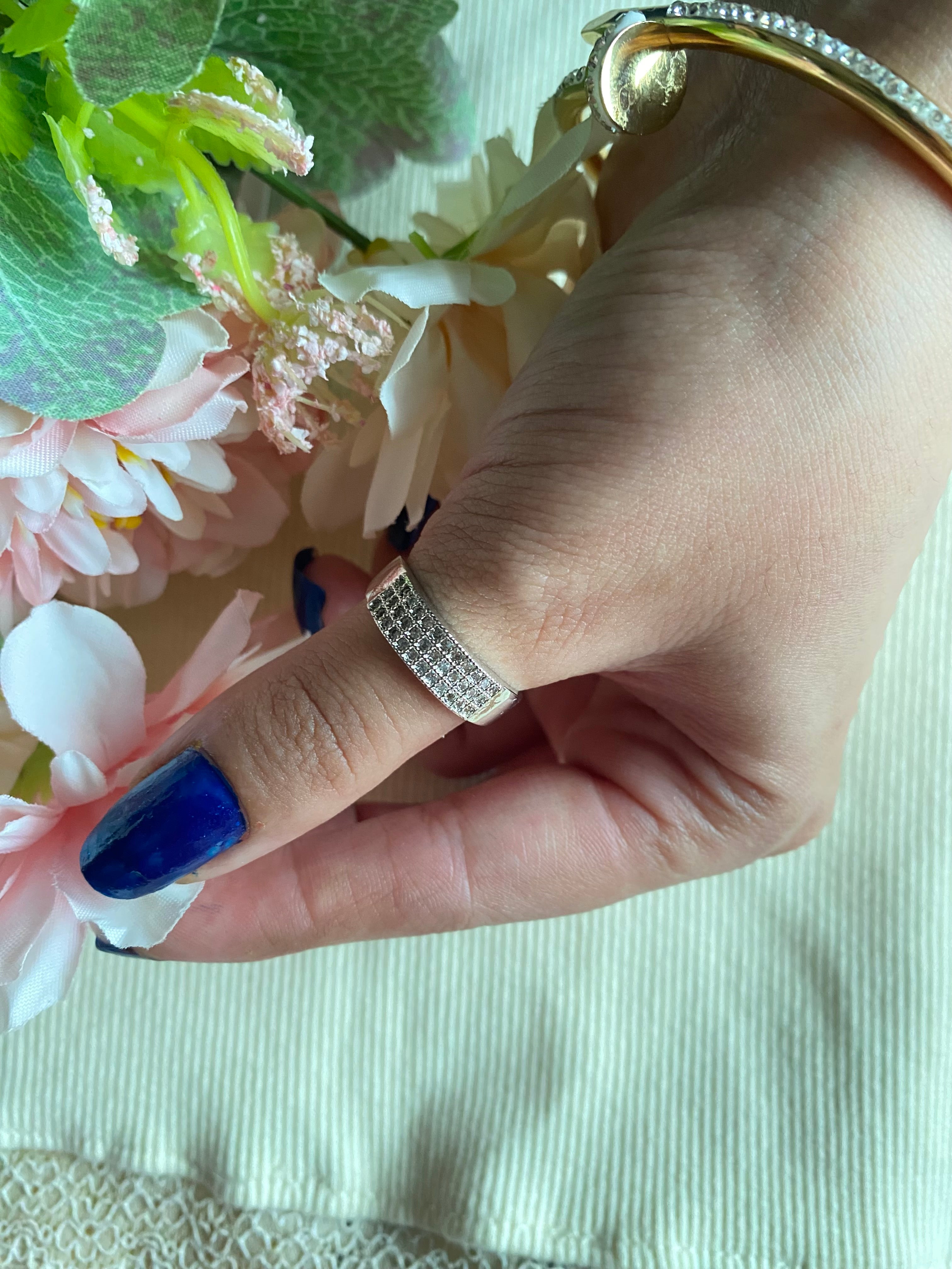 Silver plated Moissanite diamond ring