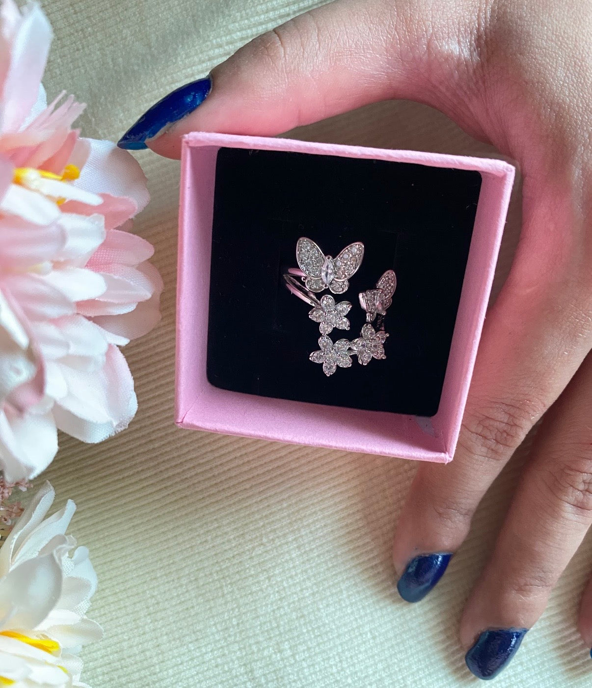 Fluttering Butterfly Korean Sparkle Ring