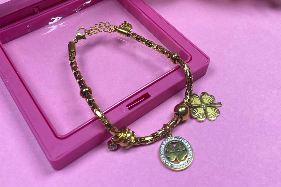 Four-Leaf Gold Lucky Charm Bracelet