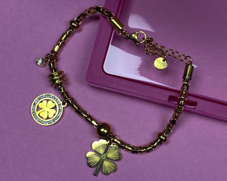 Four-Leaf Gold Lucky Charm Bracelet