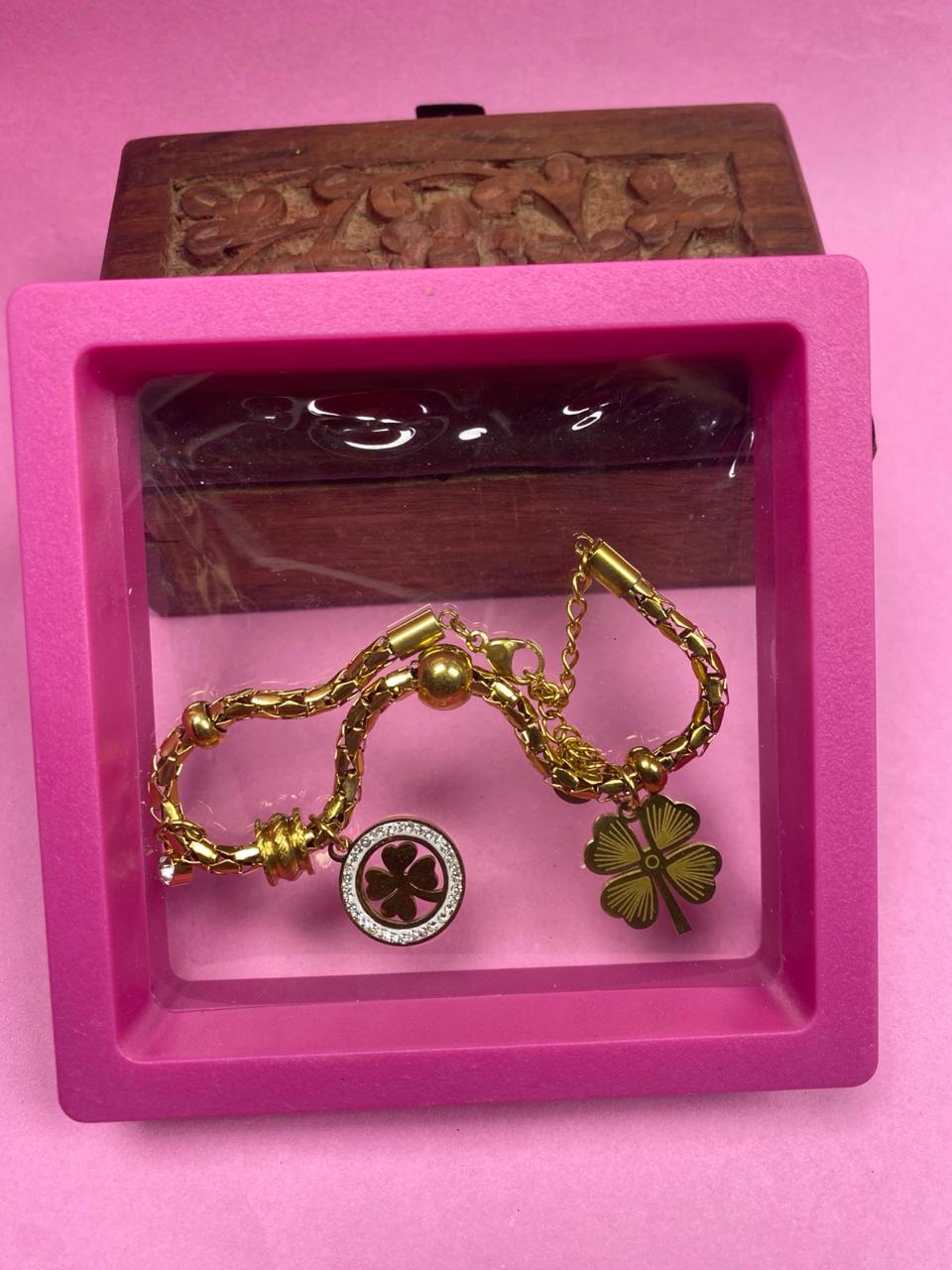 Four-Leaf Gold Lucky Charm Bracelet