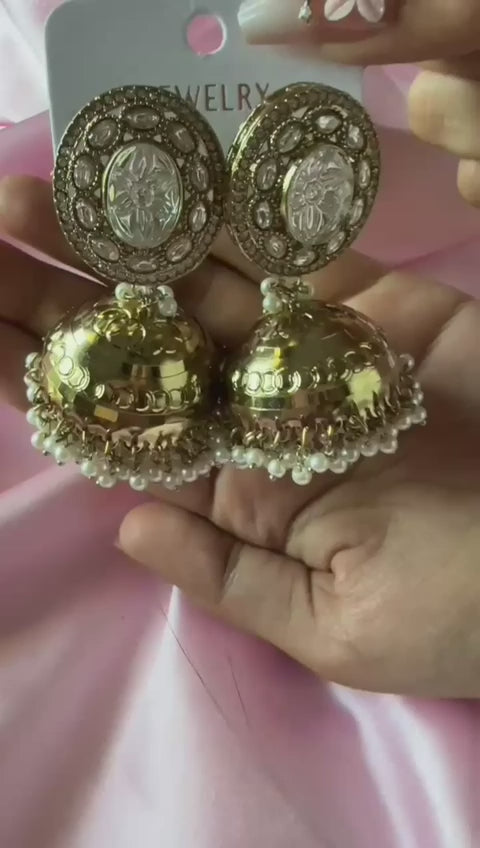 Ping Bling Kundan and diamond Brass classy earrings
