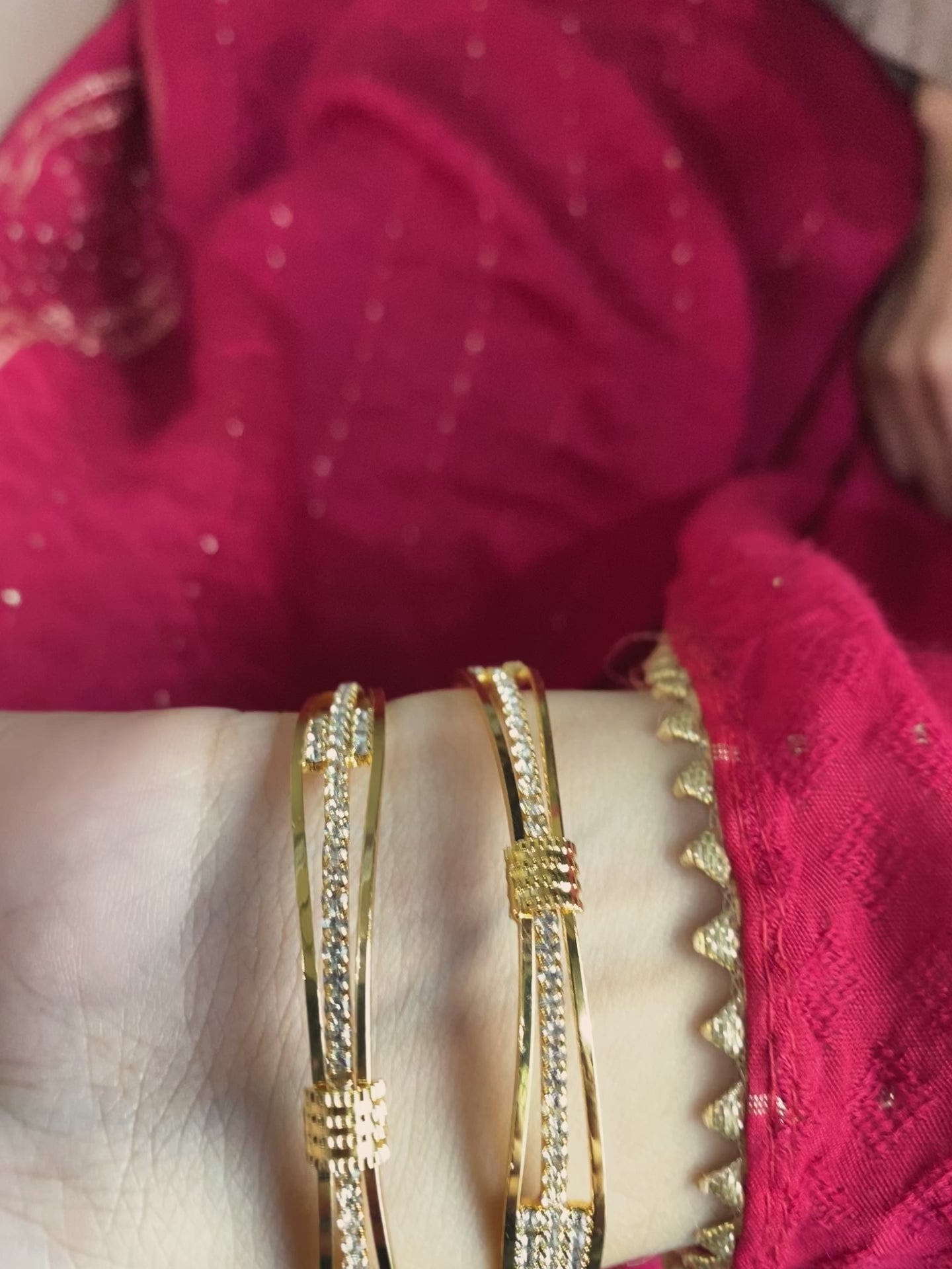 Arabian peninsula rhinestone gold plated bangles